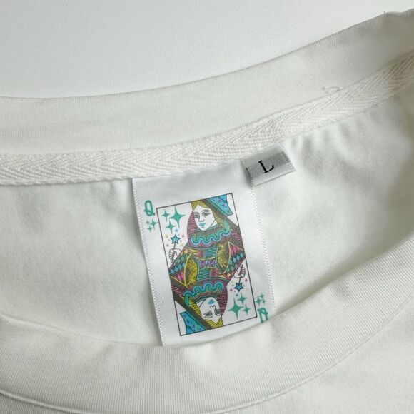 QUEEN OF SPARKLES Shamrock Happy Face T-Shirt Size Large - Picture 5 of 6